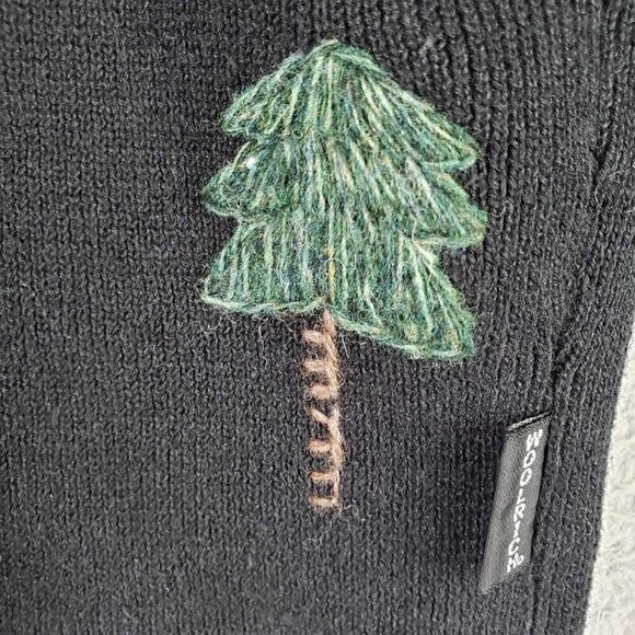 Woolrich Jacket Zip Up Women's Size Medium M Black Sweater Knit Christmas - Picture 3 of 10